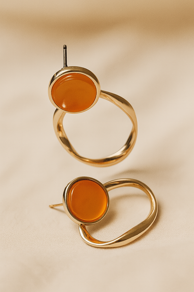 <h3>Pendientes en Baño de Oro 18k</h3>  <b>PIEDRA DE MARTE</b>